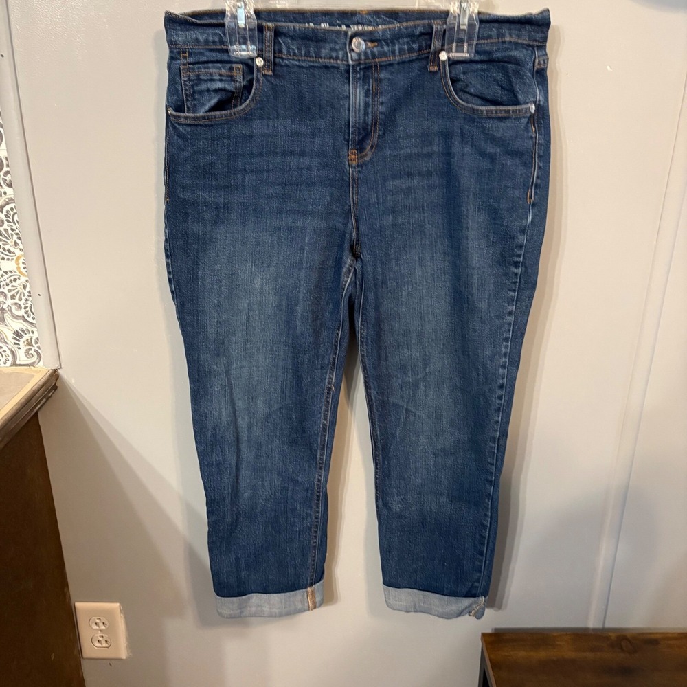 Old Navy Boyfriend Straight‎ Denim Jean Cuffed Pants Medium Wash(Women's 12)